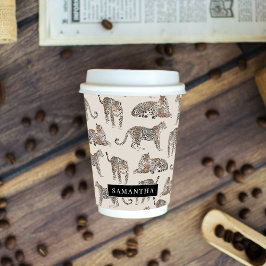 Vasos De Papel Patrón de animales salvajes del leopardo de la jun