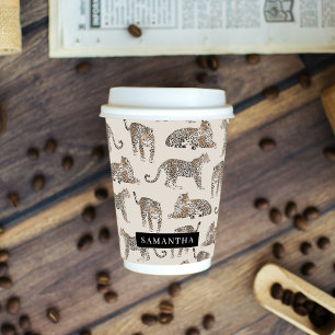 Vasos De Papel Patrón de animales salvajes del leopardo de la jun