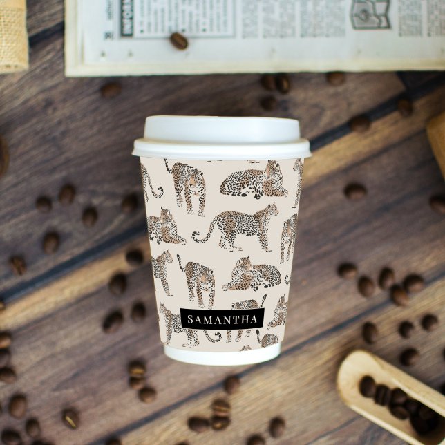 Vasos De Papel Patrón de animales salvajes del leopardo de la jun (Subido por el creador)