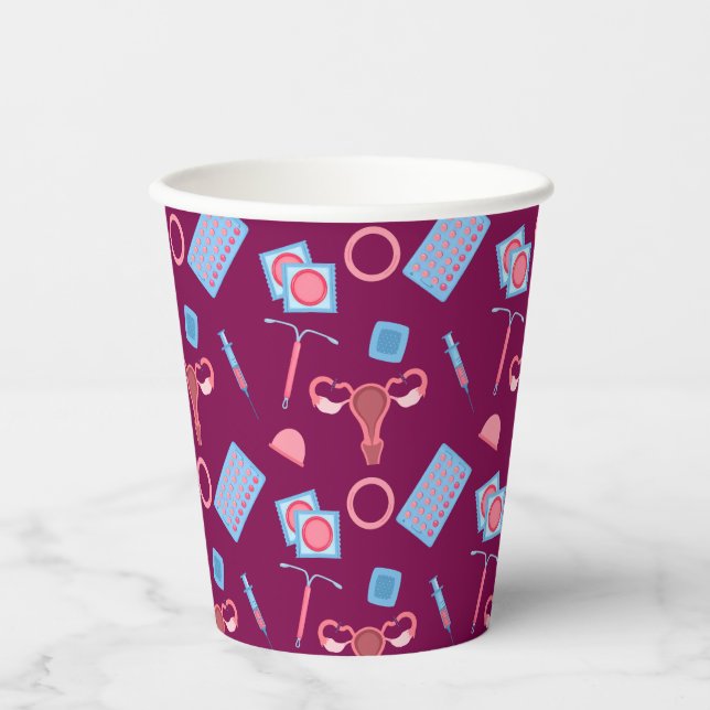 Vasos De Papel Patrón de anticoncepción feminista (Anverso)