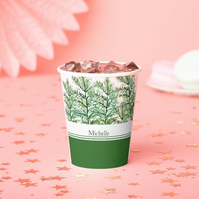 Vasos De Papel Patrón de árbol artesanal personalizado (in situ)