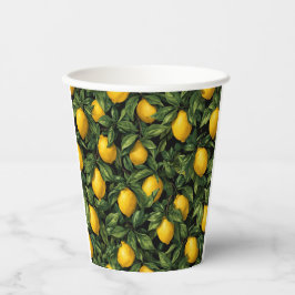 Vasos De Papel Patrón de árbol de cítricos de limón vibrante