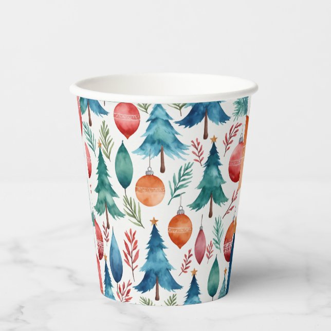 Vasos De Papel Patrón de árbol de Navidad (Anverso)