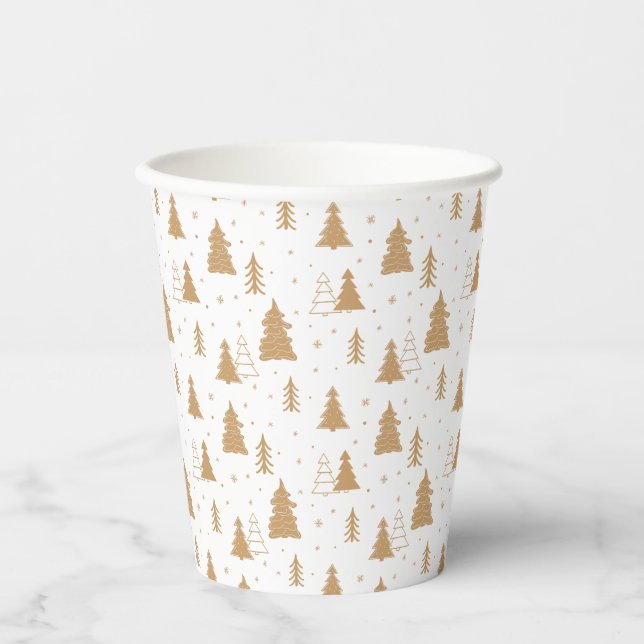 Vasos De Papel Patrón de árbol de Navidad (Anverso)