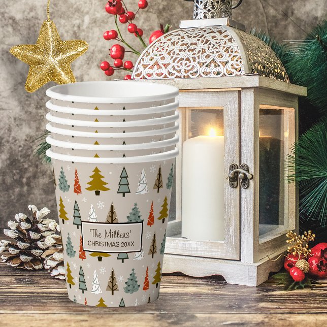 Vasos De Papel Patrón de árbol de Navidad ID175 moderno (Subido por el creador)