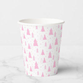 Vasos De Papel Patrón de árbol de Navidad rosa