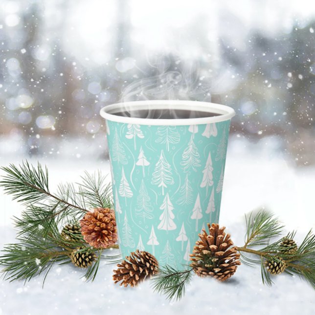 Vasos De Papel Patrón de árbol de Navidad verde azulado#6 ID1009 (Subido por el creador)