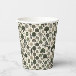 Vasos De Papel Patrón de Árboles