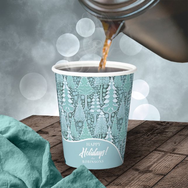 Vasos De Papel Patrón de árboles de navidad costeros estilizados  (Subido por el creador)