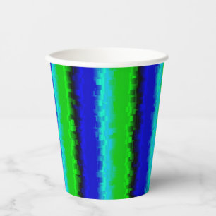 Vasos De Papel Patrón de arco iris 3D abstracto de azul verde
