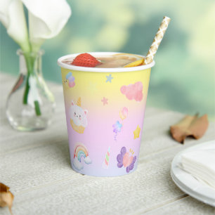 Vasos De Papel Patrón de arcoíris de unicornio de magdalena dulce