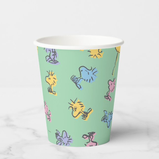 Vasos De Papel Patrón de arte pop del azúcar de Woodstock (Anverso)