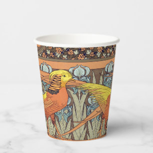 Vasos De Papel Patrón de ave de la naturaleza Art Nouveau francés