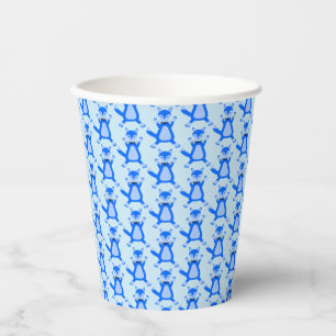 Vasos De Papel Patrón de Baby Shower de Zorro Niño Azul Bonito