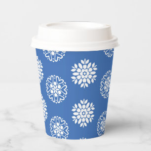 Vasos De Papel Patrón de baldosas mediterráneas azul azur