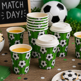 Vasos De Papel Patrón de balón de fútbol europeo verde