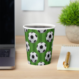 Vasos De Papel Patrón de balón de fútbol europeo verde