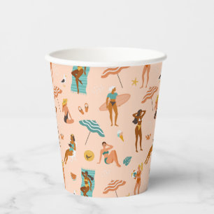 Vasos De Papel Patrón de bañadores de sol en la playa