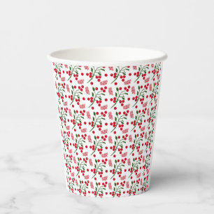 Vasos De Papel Patrón de bayas y hojas de helecho