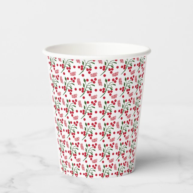 Vasos De Papel Patrón de bayas y hojas de helecho (Reverso )