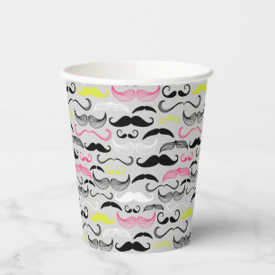 Vasos De Papel Patrón de bigote, estilo retro