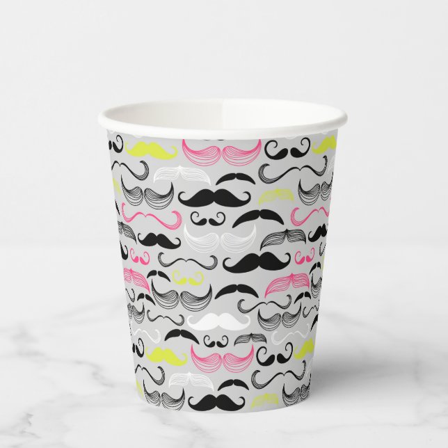 Vasos De Papel Patrón de bigote, estilo retro (Izquierda)