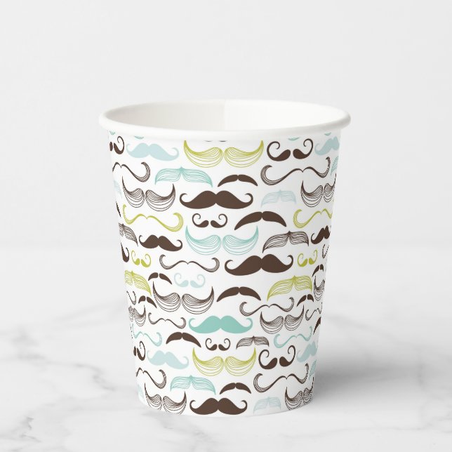 Vasos De Papel Patrón de bigote, estilo retro 2 (Izquierda)