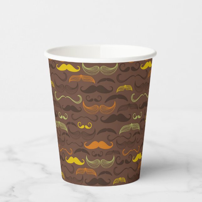 Vasos De Papel Patrón de bigote, estilo retro 5 (Izquierda)