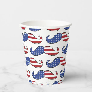Vasos De Papel Patrón de bigote patriótico divertido