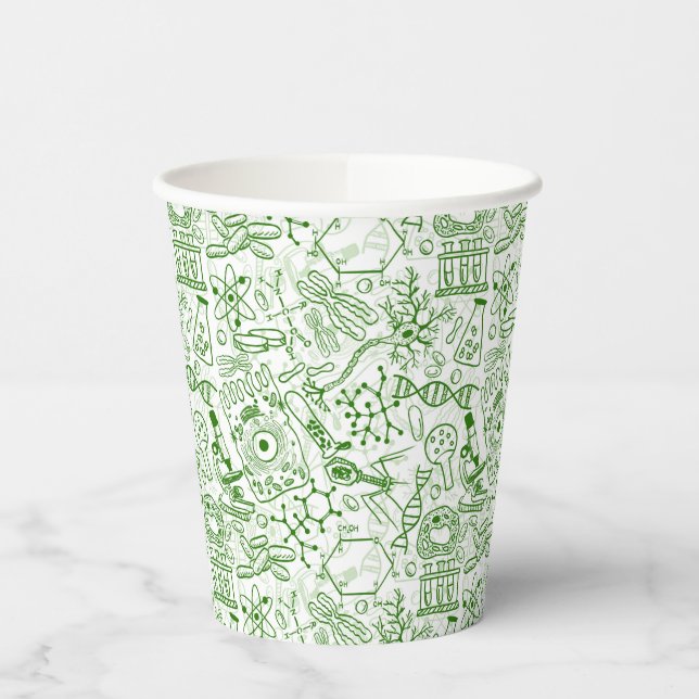 Vasos De Papel Patrón de biología verde (Izquierda)