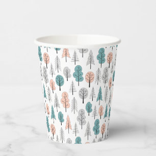 Vasos De Papel Patrón de bosque de dibujos animados