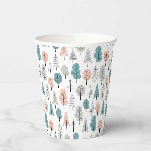 Vasos De Papel Patrón de bosque de dibujos animados (Izquierda)