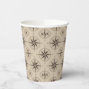 Vasos De Papel Patrón de brújula de navegación