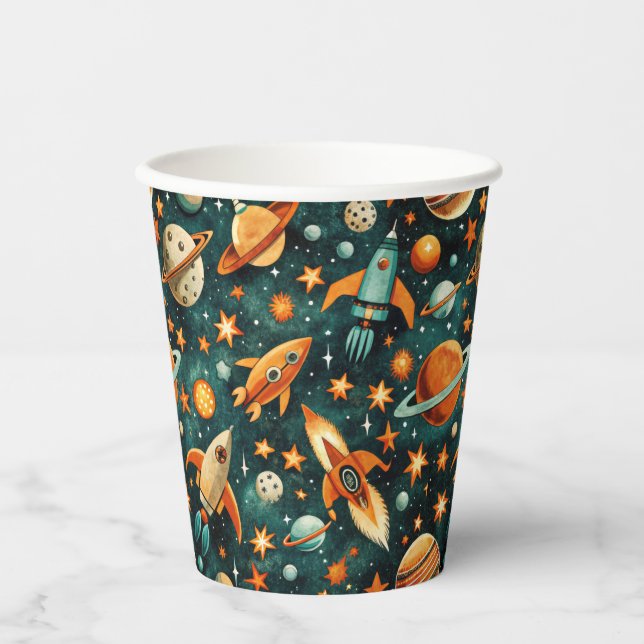 Vasos De Papel Patrón de buques de cohetes de naves espaciales vi (Anverso)