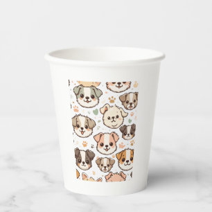 Vasos De Papel Patrón de Cachorros Felices