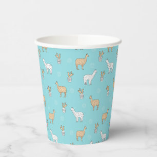 Vasos De Papel Patrón de cactus de cúrcute Alpaca Llama