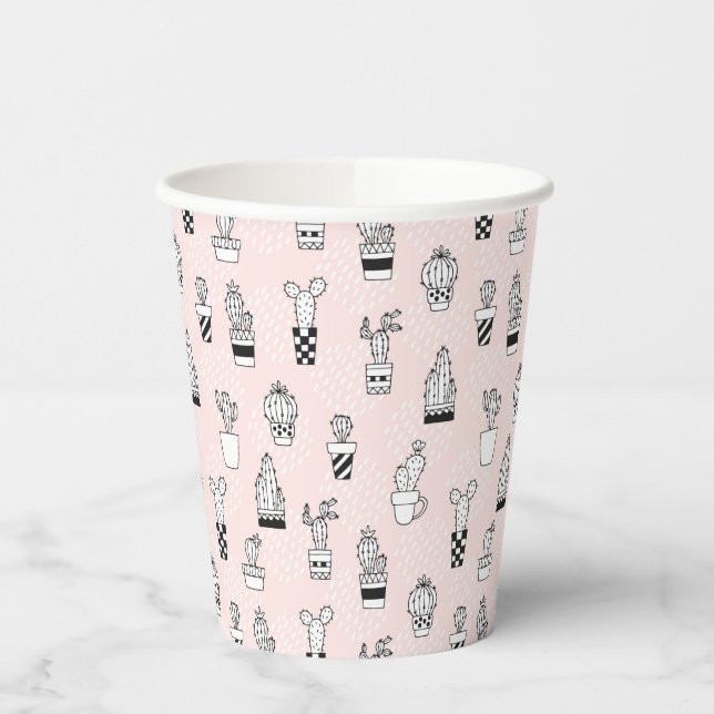 Vasos De Papel Patrón de cactus dibujado a mano (Izquierda)
