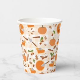 Vasos De Papel Patrón de caída de otoño del conducto de calabaza