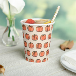 Vasos De Papel Patrón de calabaza de Naranja suave