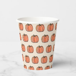 Vasos De Papel Patrón de calabaza de Naranja suave