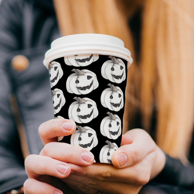 Vasos De Papel Patrón de calabaza fantasmal | Feliz Halloween (Subido por el creador)