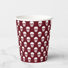 Vasos De Papel Patrón de calavera en burgundy rojo Halloween mode