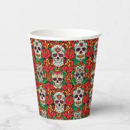 Vasos De Papel Patrón de calaveras florales