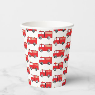 Vasos De Papel Patrón de camiones de incendios rojos