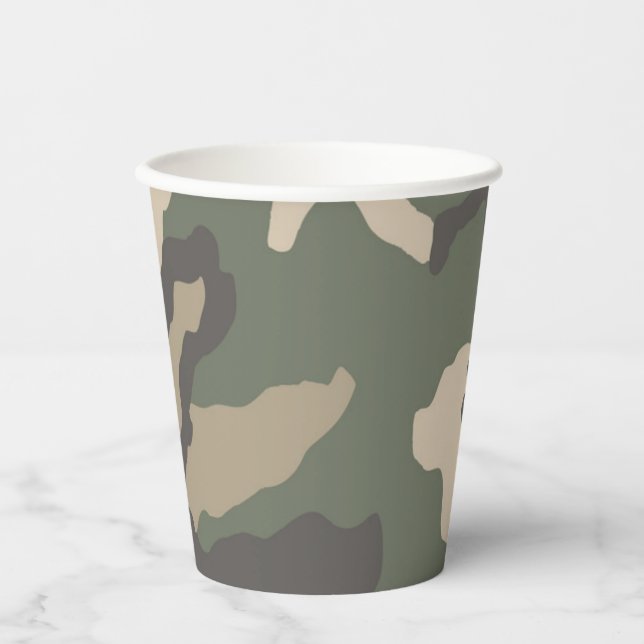 Vasos De Papel Patrón de Camo Verde (Anverso)