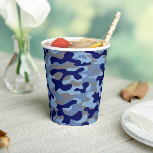 Vasos De Papel Patrón de camuflaje azul marino (in situ)