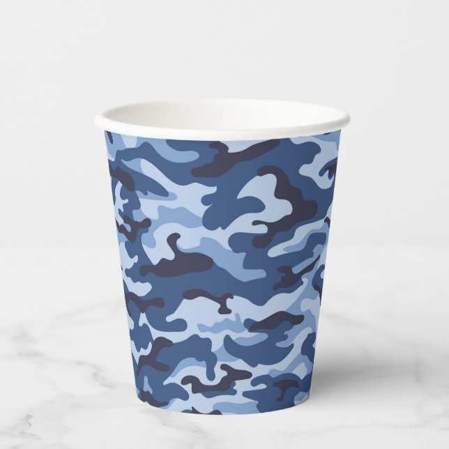 Vasos De Papel Patrón de camuflaje azul oscuro (Anverso)