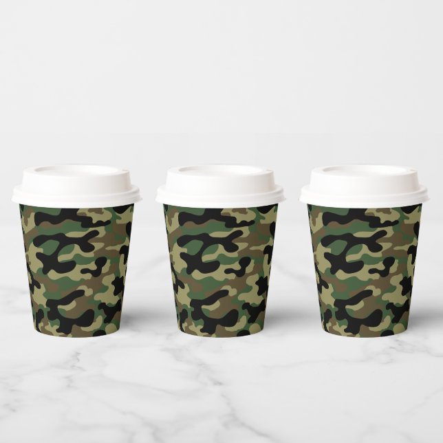 Vasos De Papel Patrón de camuflaje de bosque  (Multi)