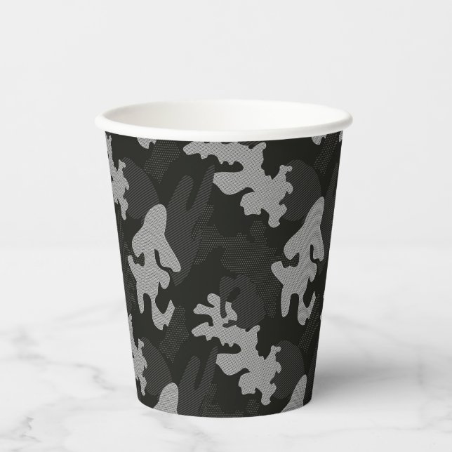 Vasos De Papel Patrón de camuflaje negro (Anverso)