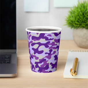 Vasos De Papel Patrón de camuflaje púrpura intenso
